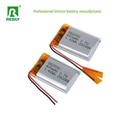 ซื้อ คอมแพคท 3.7v 400mAh แบตเตอรี่พอลิเมอร์ลิตยูมที่สามารถชาร์จได้ แรงไฟฟ้าเซลล์ลิตยูมไอออน 802030 พร้อมเครื่องเชื่อม Jst online manufacture