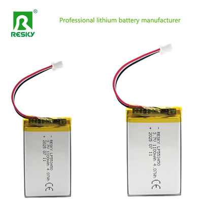 ซื้อ ชุดแบตเตอรี่ลิเธียมโพลิเมอร์ 553450 3.7V 7.4V 1100mAh 1200mAh สำหรับกล้องและโปรเจคเตอร์ การผลิตออนไลน์