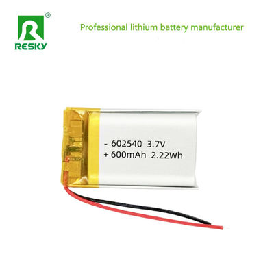 ซื้อ เซลล์แบตเตอรี่ Li-ion 602540 600mAh 3.7V 2.22wh แบตเตอรี่ลิเธียมไอออนแบบชาร์จไฟได้สำหรับอุปกรณ์สวมใส่ การผลิตออนไลน์