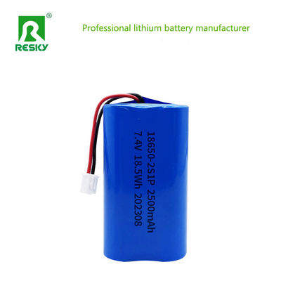 ซื้อ Lithium Ion Battery 18650 2s 7.4V 2500mAh 18.5wh Li-ion Rechargeable Batteries การผลิตออนไลน์