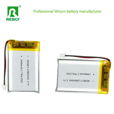 ซื้อ Rechargeable Lipo Lifepo4 Batteries 803040 3.7v 1000mAh 3.7wh Solar Lithium Polymer Battery Cell การผลิตออนไลน์