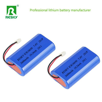 ซื้อ เซลล์แบตเตอรี่ลิเธียม 18650 ชุดแบตเตอรี่ Li-ion 3.7v 7.4V 2600mAh 19.24wh แบตเตอรี่ลิเธียมพลังงาน การผลิตออนไลน์