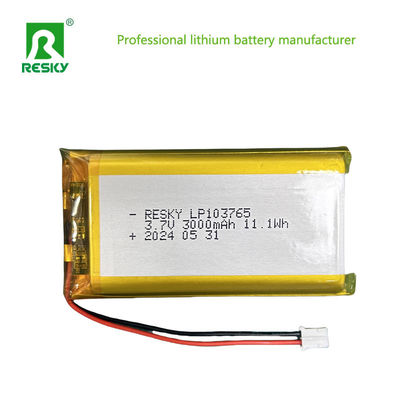 ธาตุแบตเตอรี่พอลิเมอร์ลิตียม 103765 3.7V 3000mAh 11.1wh ผลิตภัณฑ์ดิจิตอลขนาดเล็ก