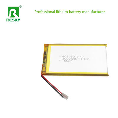 เซลล์แบตเตอรี่พอลิเมอร์ลิตียมที่สามารถชาร์จใหม่ได้ 3.7V 3000mAh 605080 สําหรับ Power Bank