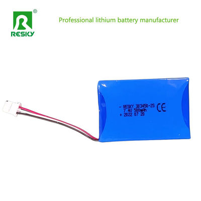 303450 แบตเตอรี่ Li Polymer แพ็ค 7.4V 500mAh สําหรับการส่องแสงฉุกเฉิน