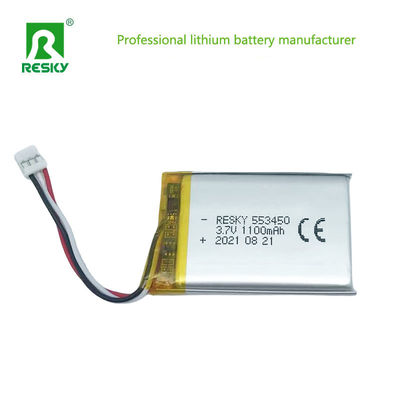 เซลล์แบตเตอรี่พอลิเมอร์ลิตியம்แบบราบ 553450 603450 3.7V 1100mAh 4.07wh