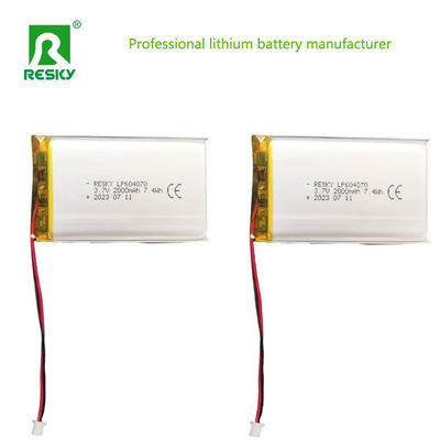 604070 แบตเตอรี่พอลิเมอร์ลิตยูม เซลล์ 3.7v 2000mAh พลังงาน แบตเตอรี่ Lipo สําหรับผู้บริโภค