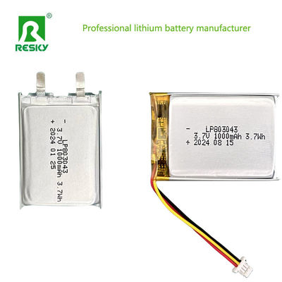 แบตเตอรี่พอลิเมอร์ลิตยูมที่สามารถชาร์จใหม่ได้ แบตเตอรี่ Lipo แบตเตอรี่เซลล์ 803040 3.7V 1000mAh