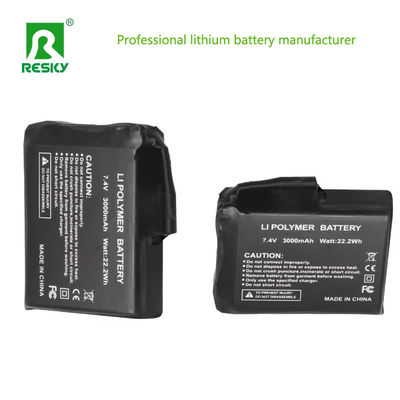 1S1P แบตเตอรี่ลิตยูมที่ร้อน 3.7V 3000mAh แบตเตอรี่ไฟฟ้าลิตยูมไอออนสําหรับหมวกที่ร้อน