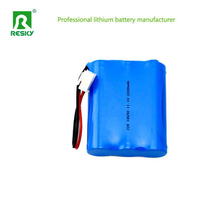 แบตเตอรี่ลิทธิียมไอออนที่สามารถชาร์จได้ 18650 11.1V 2200mAh