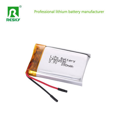 แบตเตอรี่ลิธีอุตสาหกรรม 502030 3.7V 250mAh แบตเตอรี่ Lipo สําหรับนาฬิกาสมาร์ท