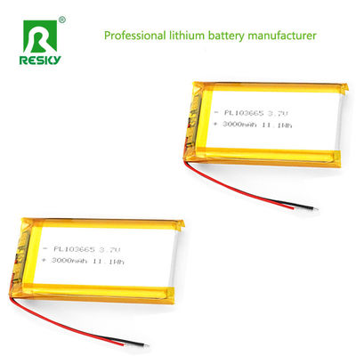พลังงาน Lipo แบตเตอรี่เซลล์ 103665 3.7v 4.2v 3000mAh 11.1wh แบตเตอรี่ลิตยูมไอออน