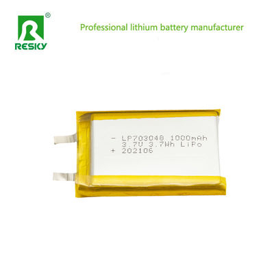 พลังงาน แบตเตอรี่ลิตยูมไอออน 703048 3.7v 1000mAh 3.7wh แบตเตอรี่ลิตยูมไอออนพอลิเมอร์