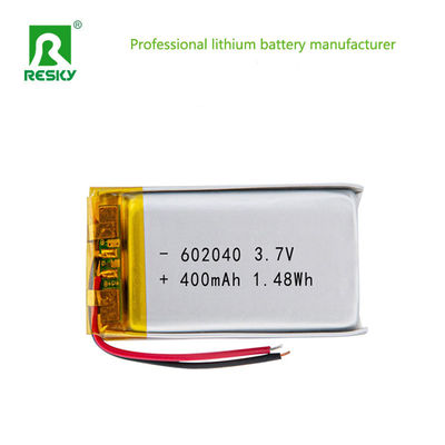 แบตเตอรี่ลิเธียมโพลิเมอร์แบบชาร์จไฟได้ 602040 400mAh 450mAh 3.7V แบตเตอรี่ลิโพ