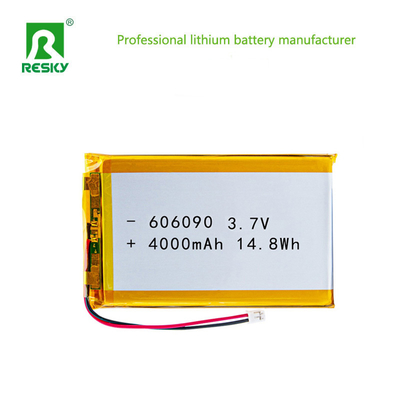 แบตเตอรี่ลิเธียมไอออนโพลิเมอร์เซลล์ 606090 3.7V 7.4V 4000mAh 14.8Wh แบตเตอรี่ลิเธียมโพลิเมอร์แบบชาร์จไฟได้