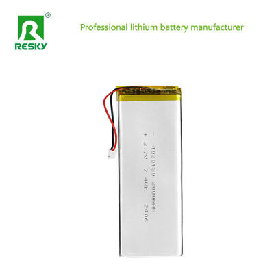 เซลล์แบตเตอรี่พอลิเมอร์ลิตยูมแบบชาร์จใหม่ 4030130 3.7V 2000mAh 7.4wh Lipo Battery Cell