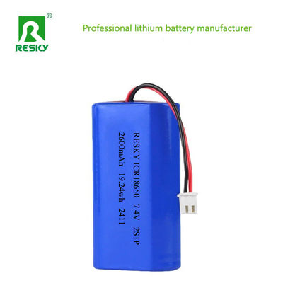 ชุดแบตเตอรี่ลิเธียม 18650 แบบชาร์จไฟได้ 2600mAh 7.4V 19.24wh ชุดแบตเตอรี่ลิโพ